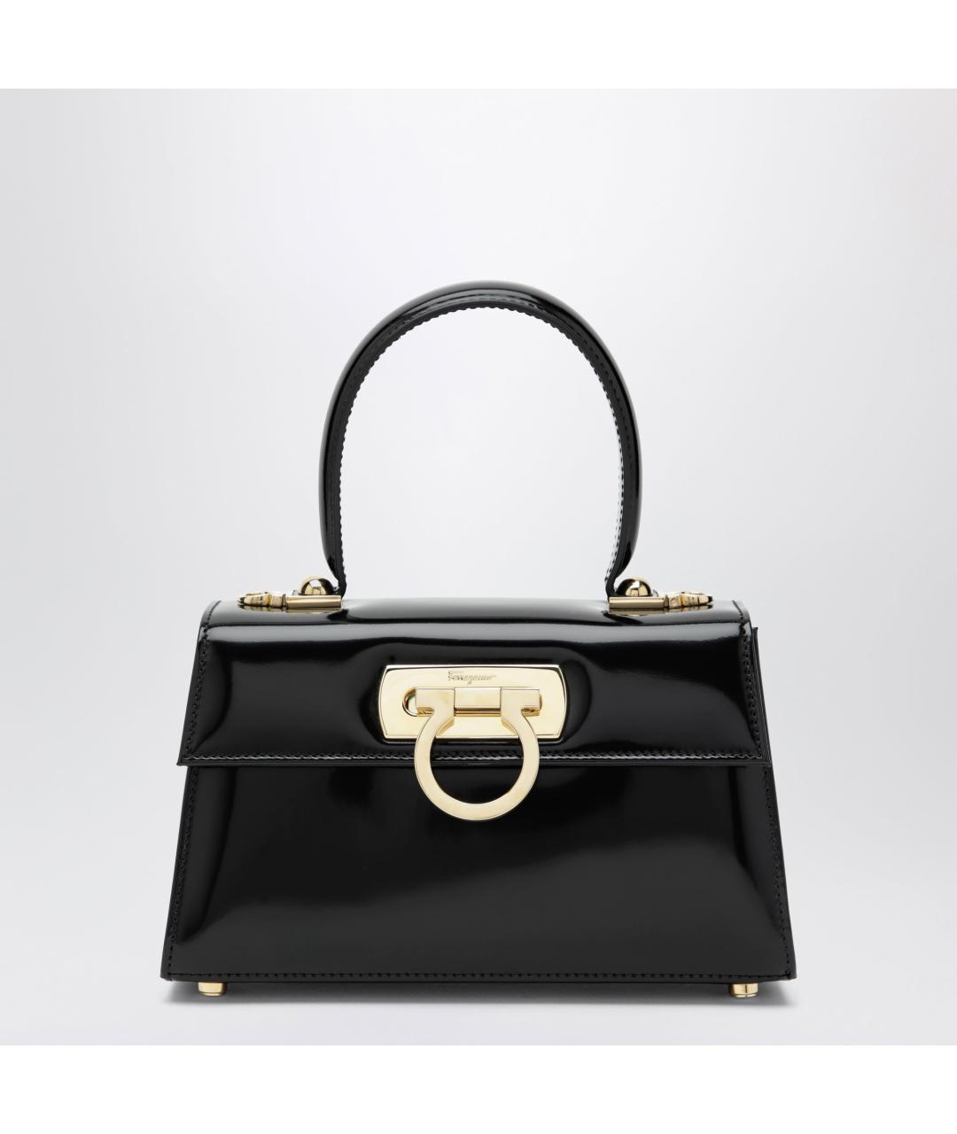 FERRAGAMO Черная кожаная сумка тоут, фото 3