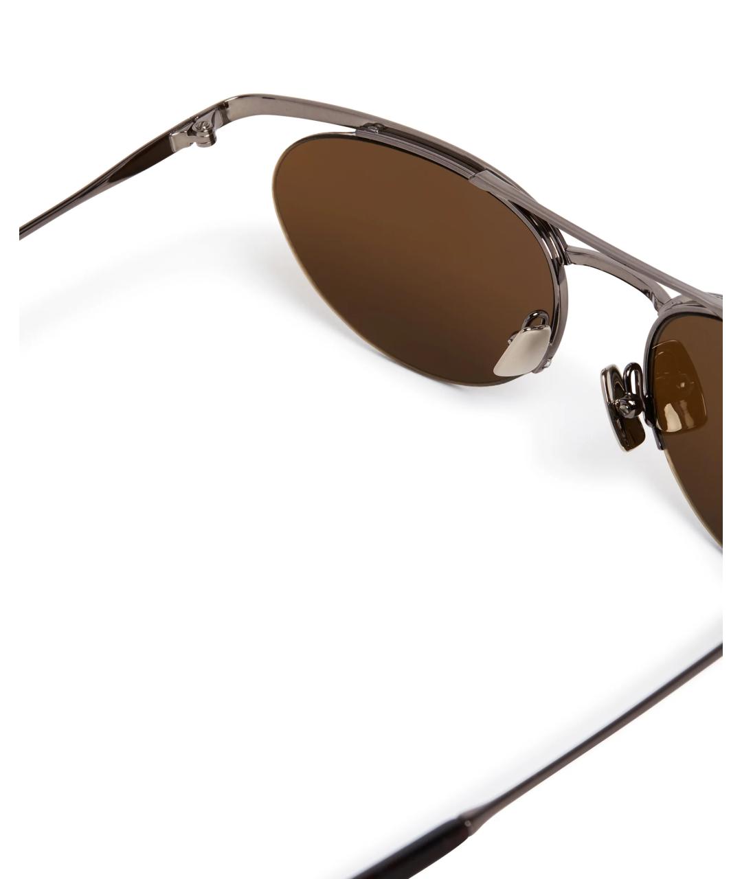 SAINT LAURENT Коричневые металлические солнцезащитные очки, фото 3