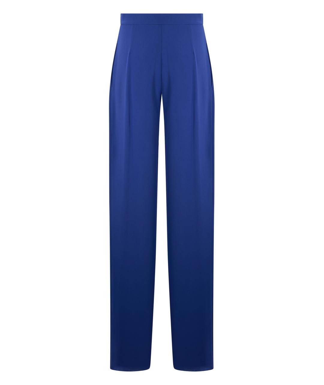 MAX MARA STUDIO Синие полиэстеровые прямые брюки, фото 2