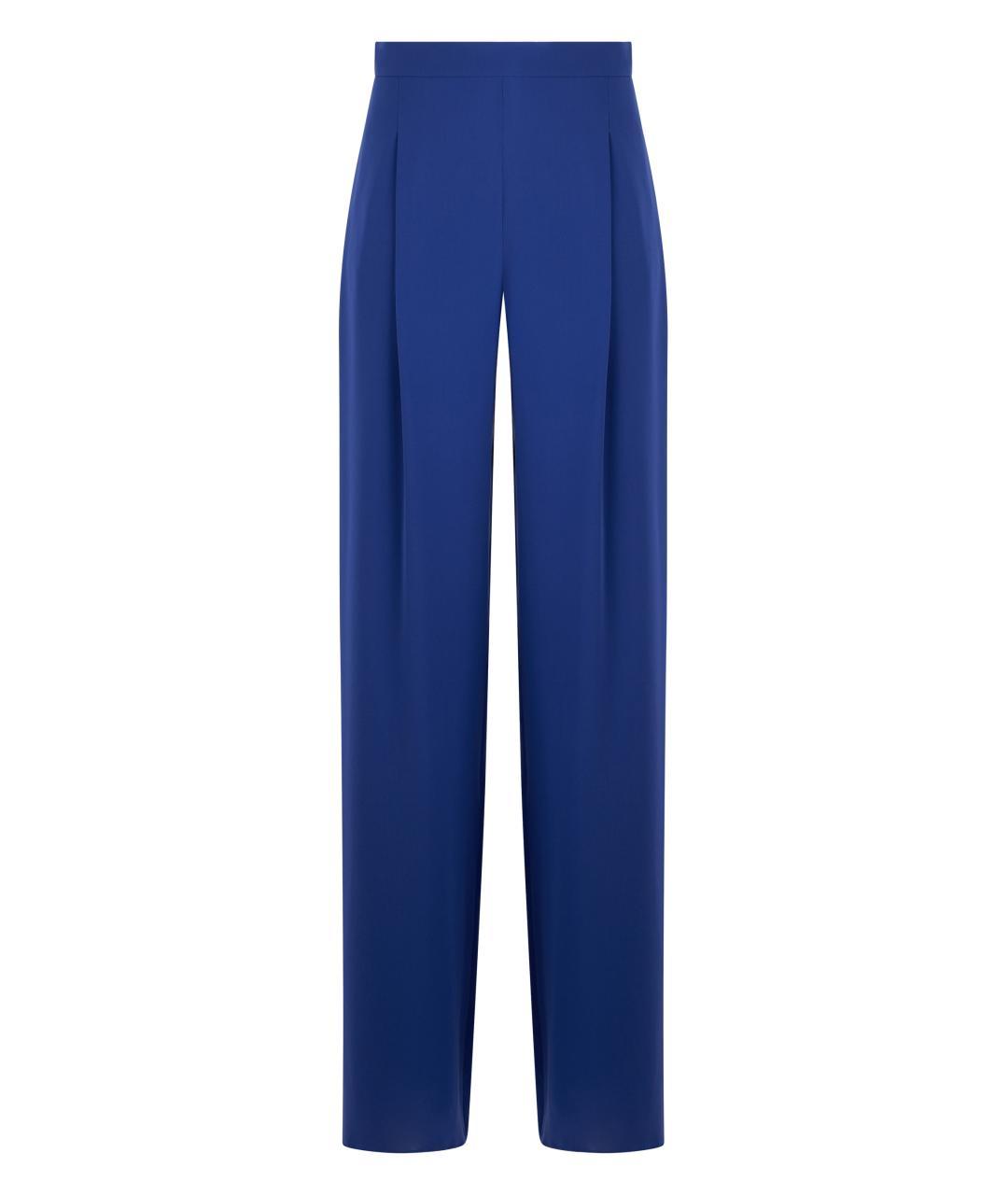 MAX MARA STUDIO Синие полиэстеровые прямые брюки, фото 3