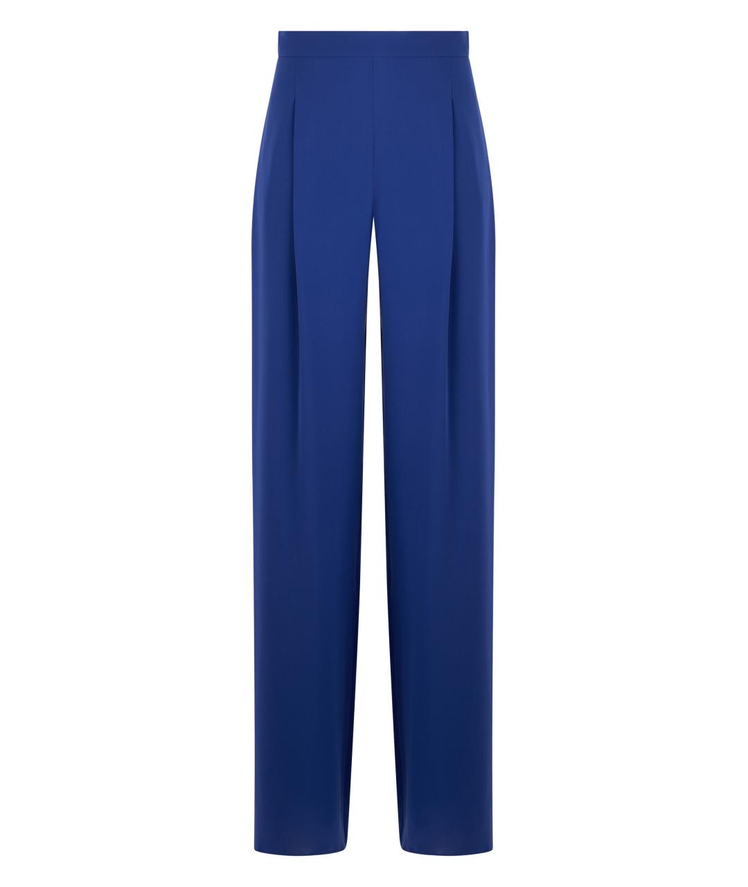 MAX MARA STUDIO Синие полиэстеровые прямые брюки, фото 1