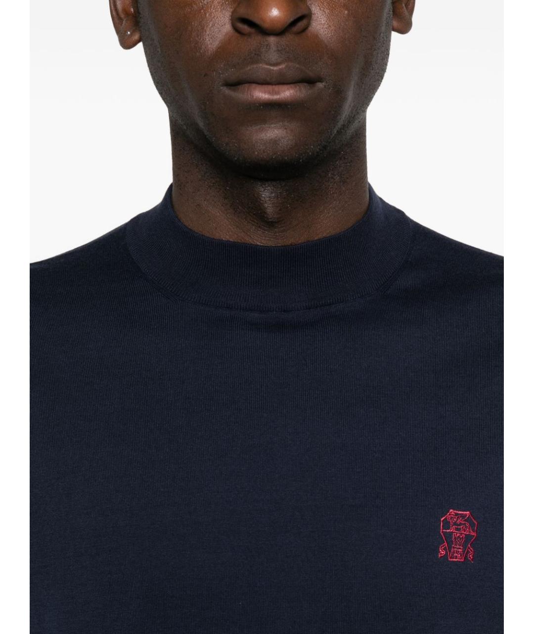 BRUNELLO CUCINELLI Синий хлопковый джемпер / свитер, фото 3