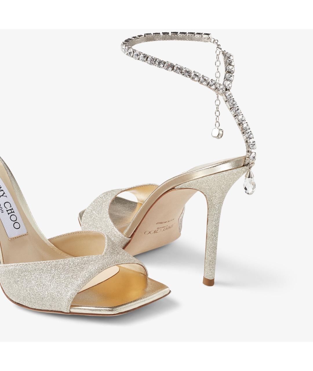 JIMMY CHOO Серебряные кожаные босоножки, фото 3