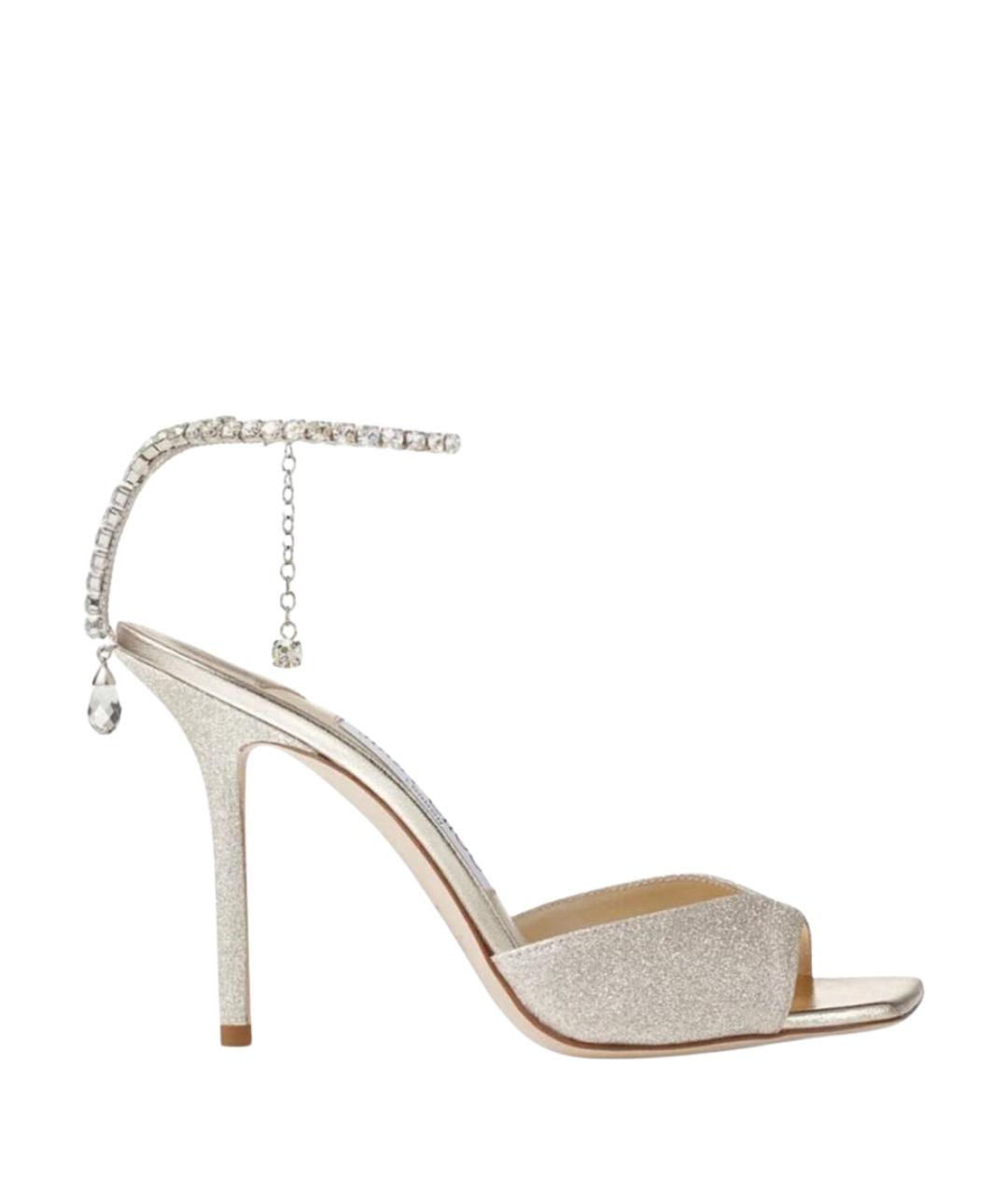 JIMMY CHOO Серебряные кожаные босоножки, фото 1