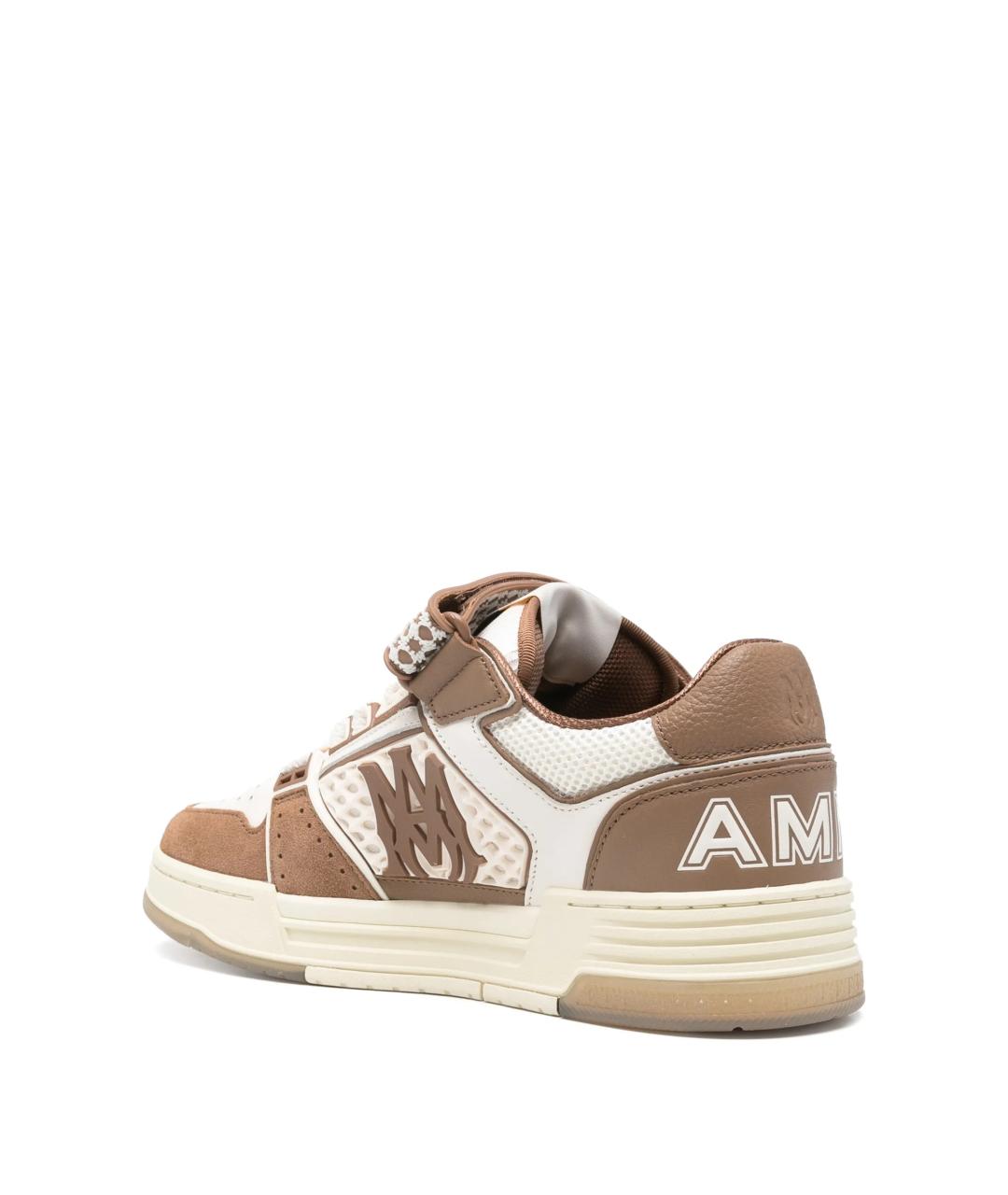 AMIRI Коричневые кожаные низкие кроссовки / кеды, фото 3