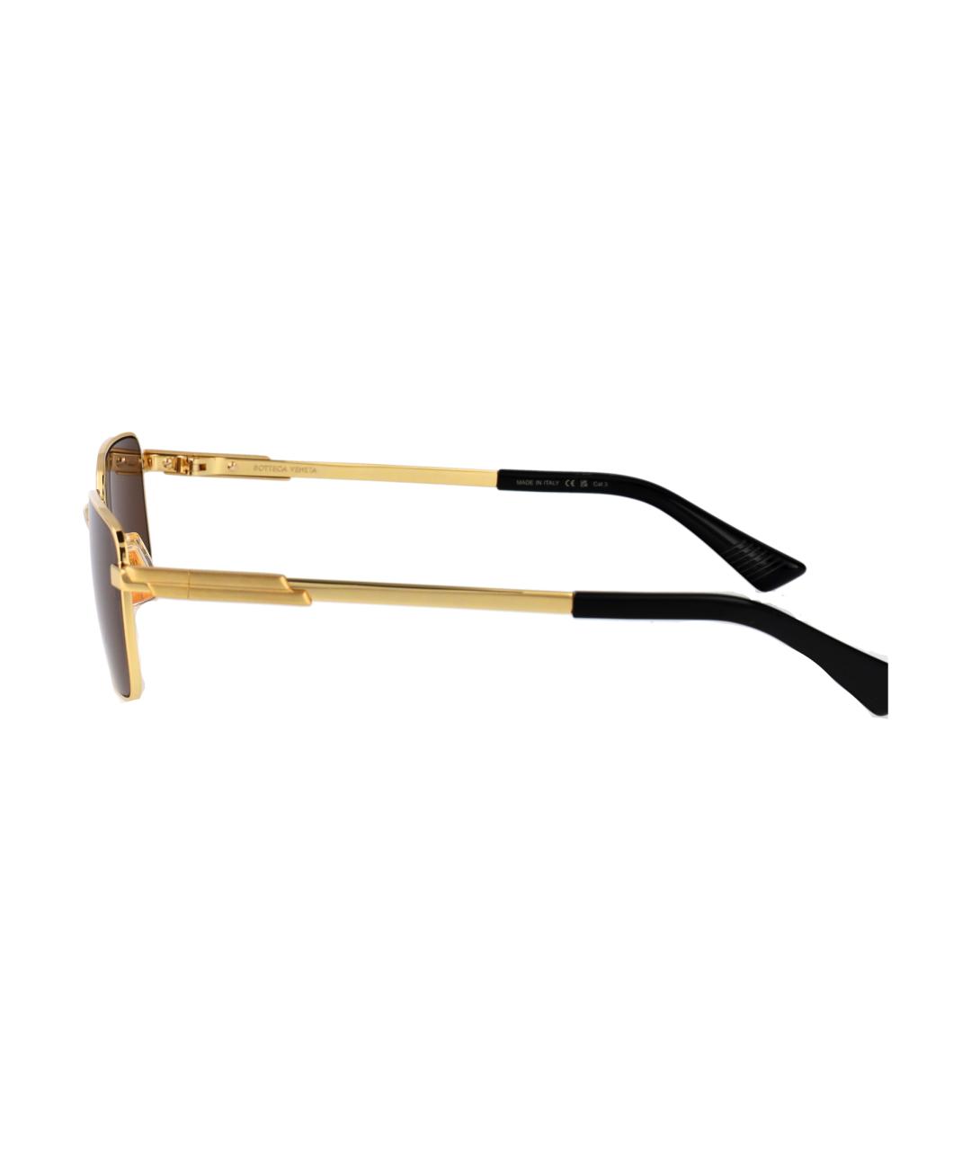 BOTTEGA VENETA Золотые металлические солнцезащитные очки, фото 3