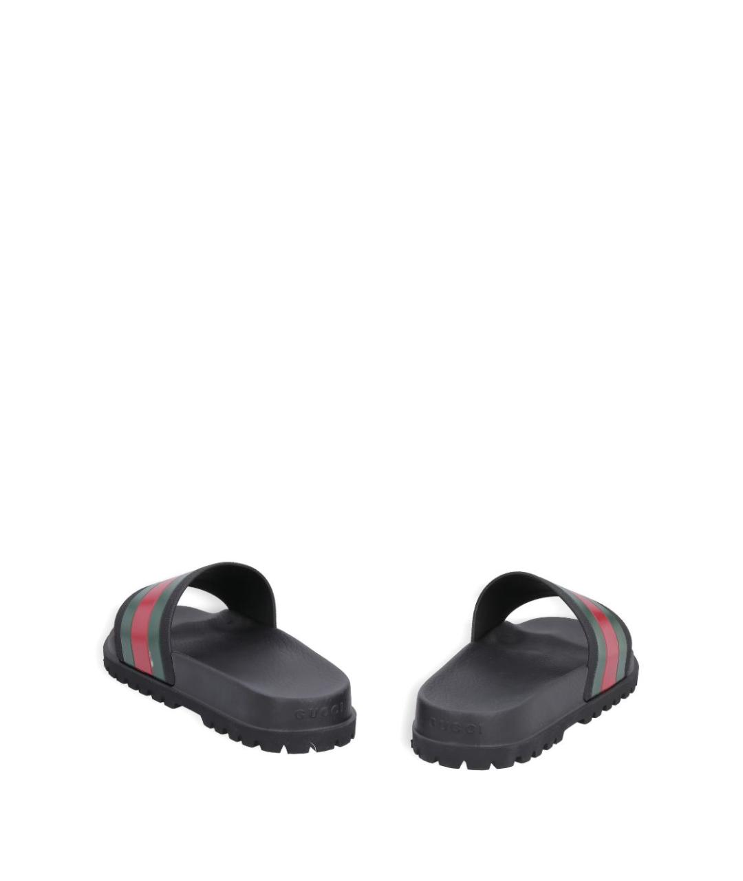 GUCCI Черные резиновые шлепанцы, фото 3
