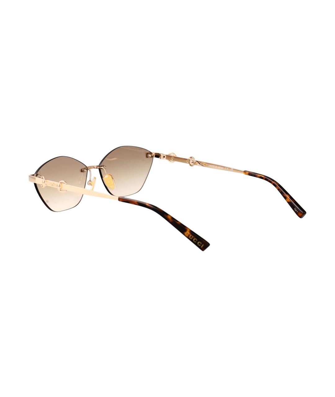 GUCCI Золотые металлические солнцезащитные очки, фото 4