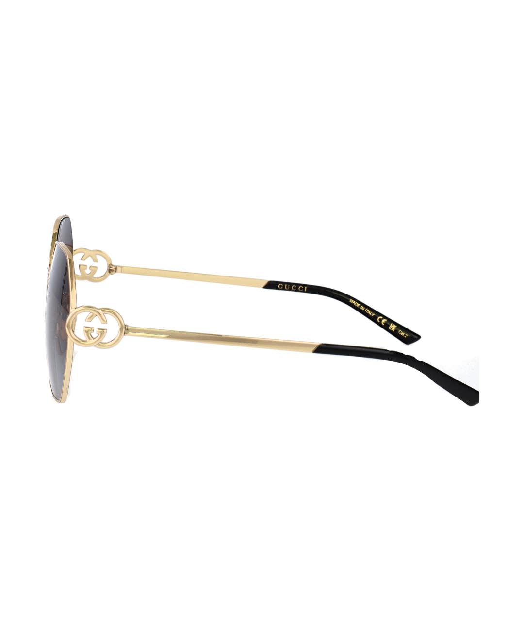 GUCCI Золотые металлические солнцезащитные очки, фото 3