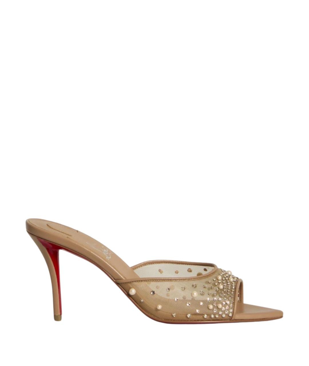 CHRISTIAN LOUBOUTIN Бежевые мюли, фото 1