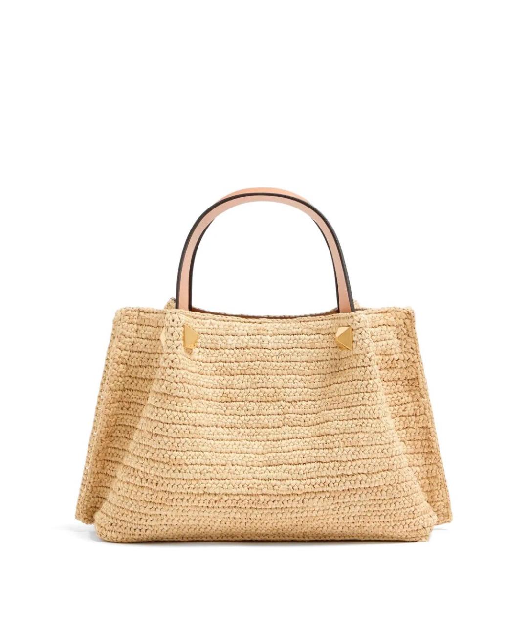 VALENTINO Бежевая пелетеная сумка тоут, фото 3