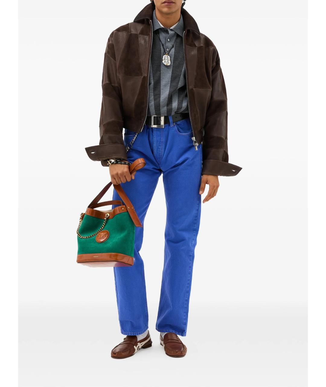 VERSACE Коричневая кожаная куртка, фото 2