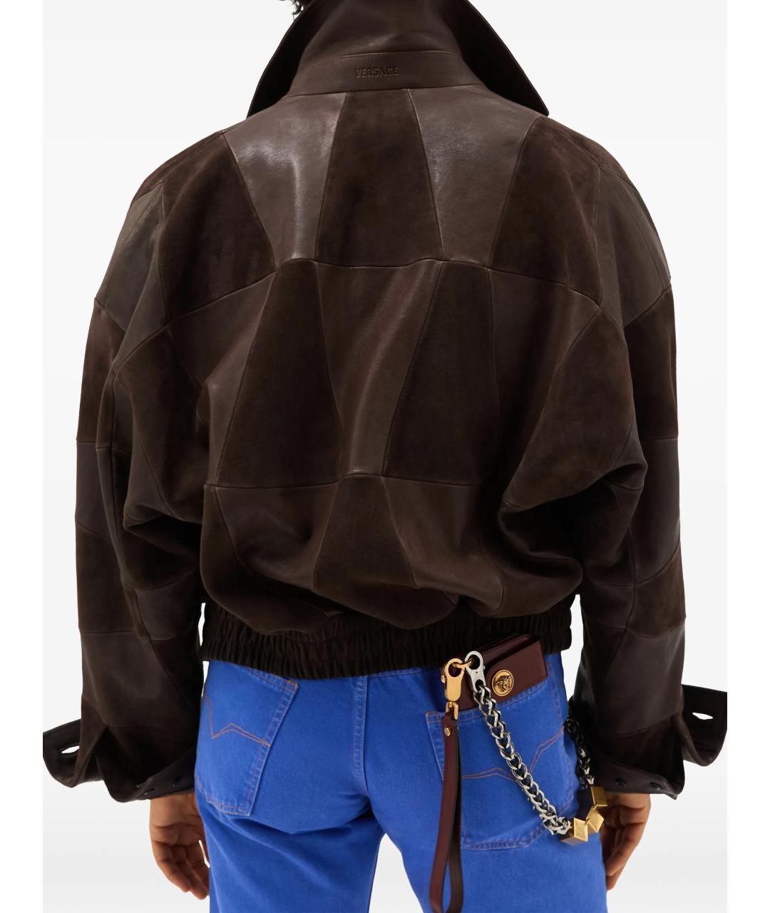 VERSACE Коричневая кожаная куртка, фото 4