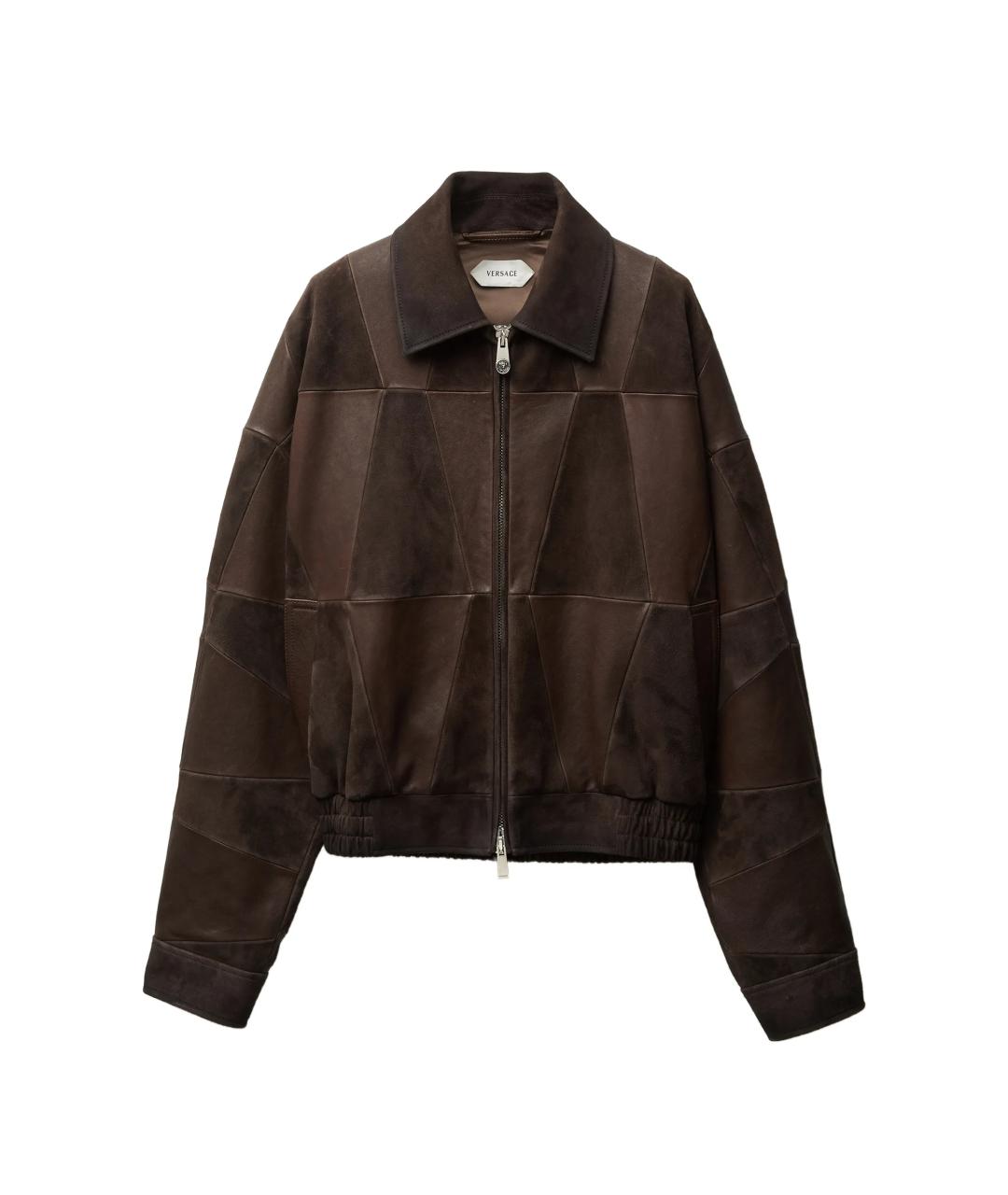 VERSACE Коричневая кожаная куртка, фото 1
