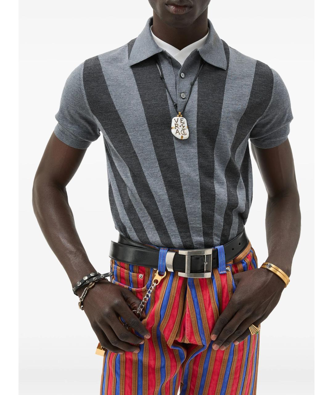 VERSACE Мульти хлопковое поло с коротким рукавом, фото 3