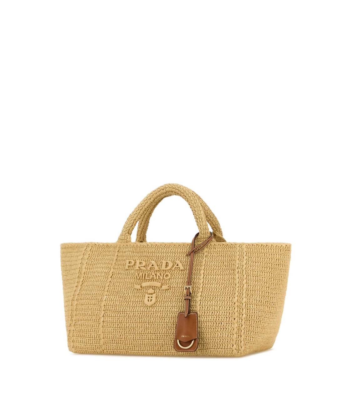 PRADA Бежевая пелетеная сумка тоут, фото 2