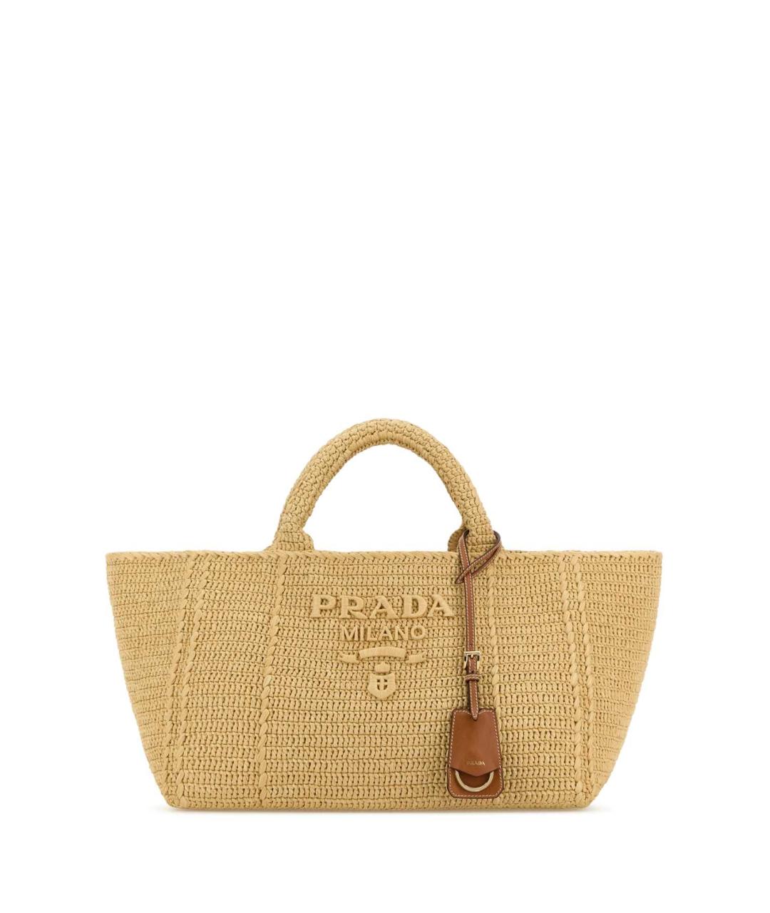 PRADA Бежевая пелетеная сумка тоут, фото 1
