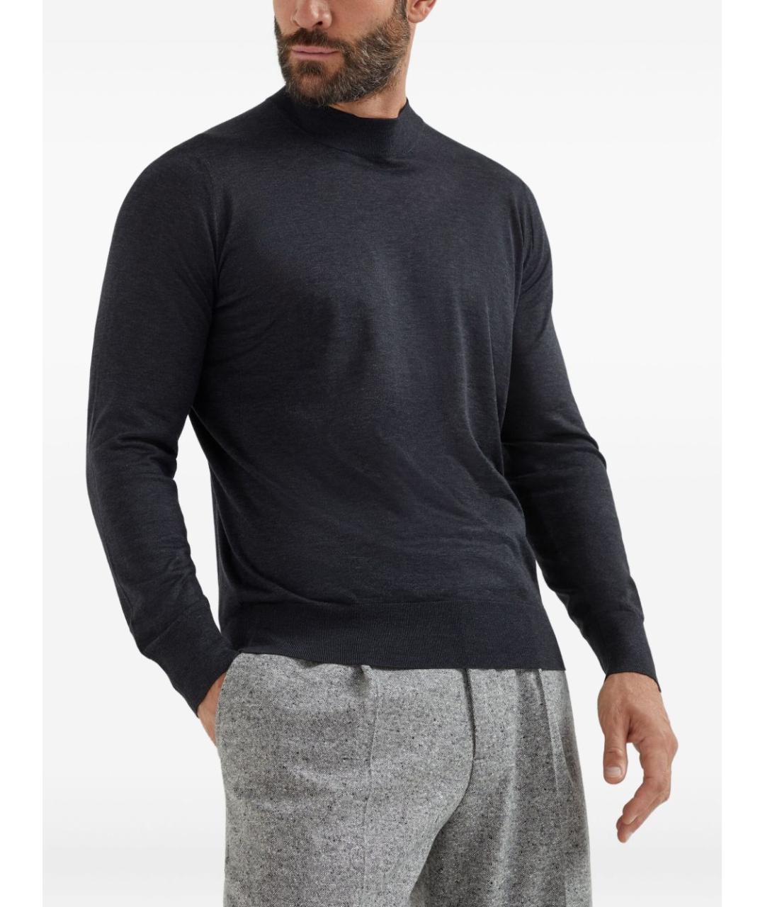 BRUNELLO CUCINELLI Черный шелковый джемпер / свитер, фото 4