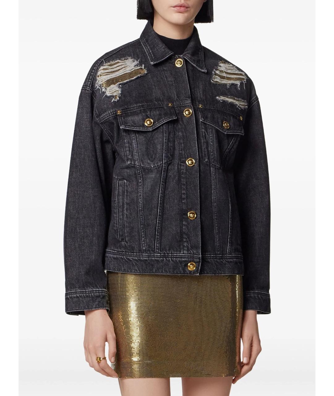 VERSACE Черная хлопковая куртка, фото 3