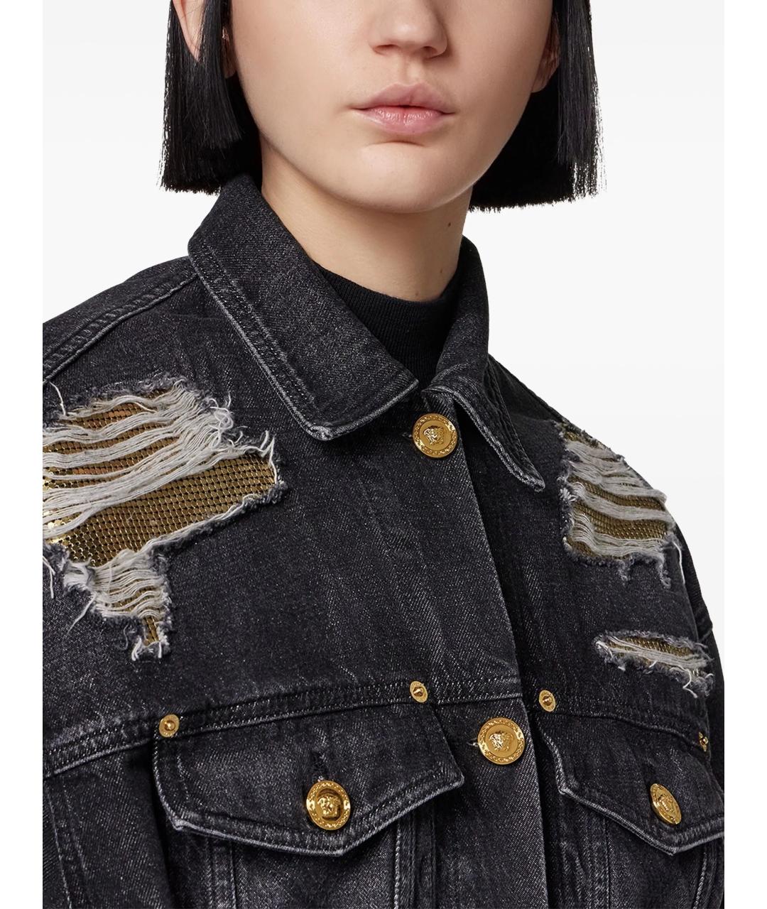 VERSACE Черная хлопковая куртка, фото 5