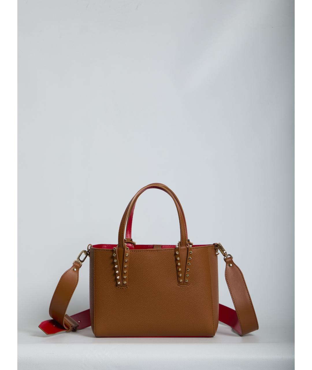 CHRISTIAN LOUBOUTIN Коричневая кожаная сумка тоут, фото 5