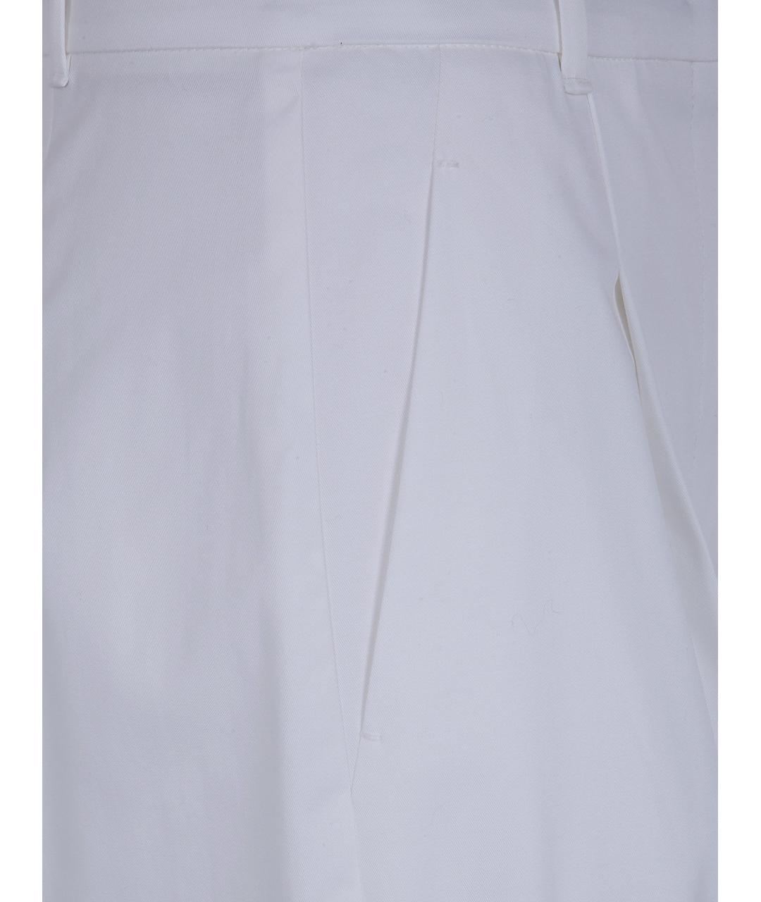 MAX MARA STUDIO Белые хлопковые прямые брюки, фото 3