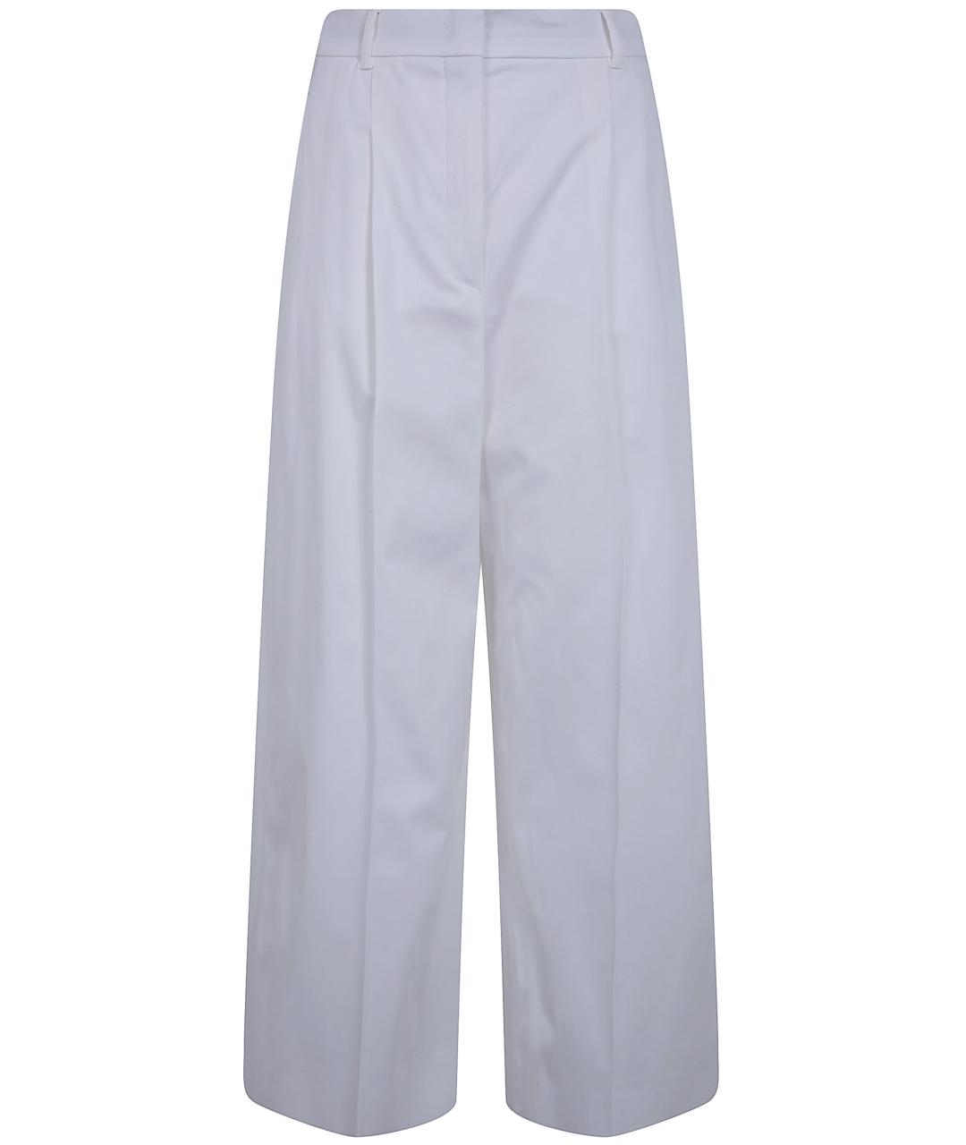 MAX MARA STUDIO Белые хлопковые прямые брюки, фото 1