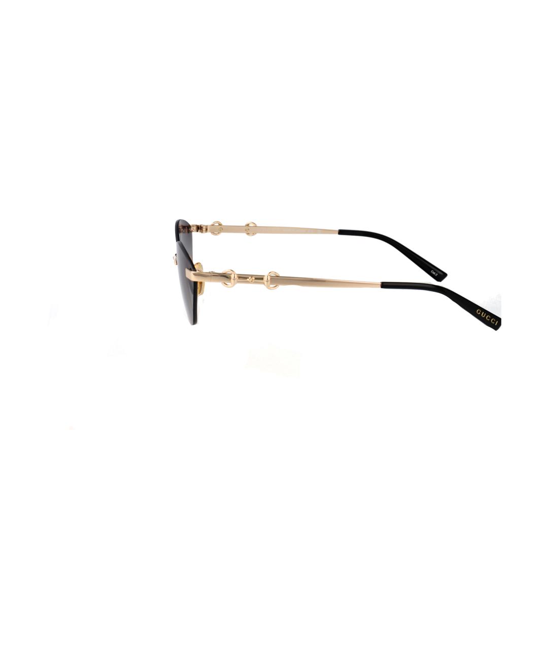 GUCCI Золотые металлические солнцезащитные очки, фото 3