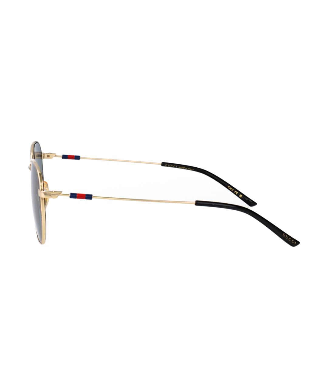 GUCCI Золотые металлические солнцезащитные очки, фото 3