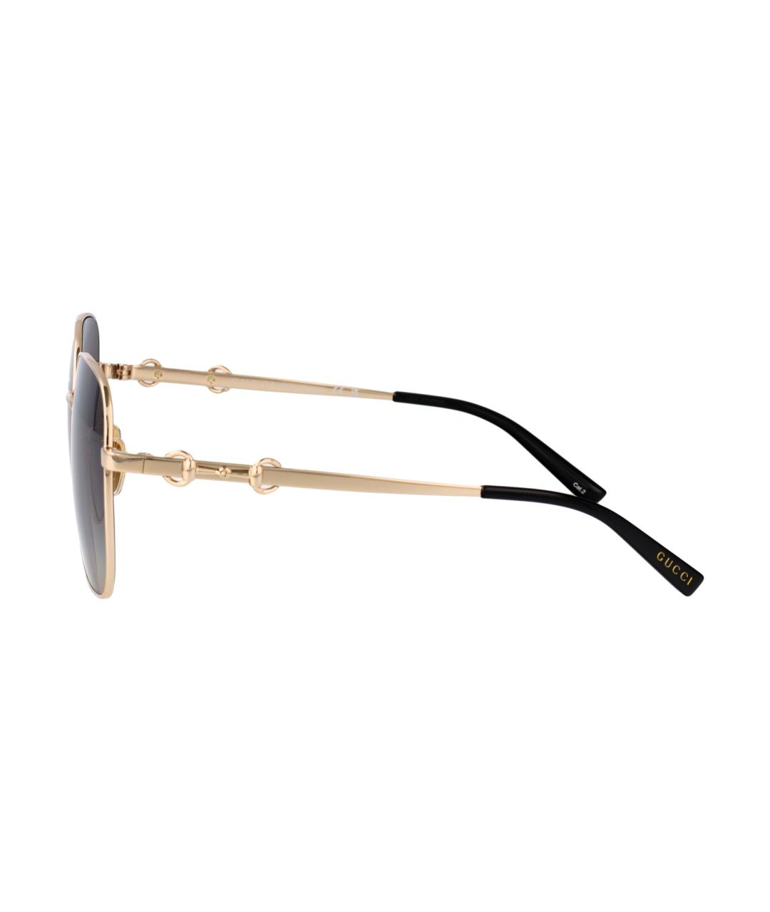 GUCCI Золотые металлические солнцезащитные очки, фото 3