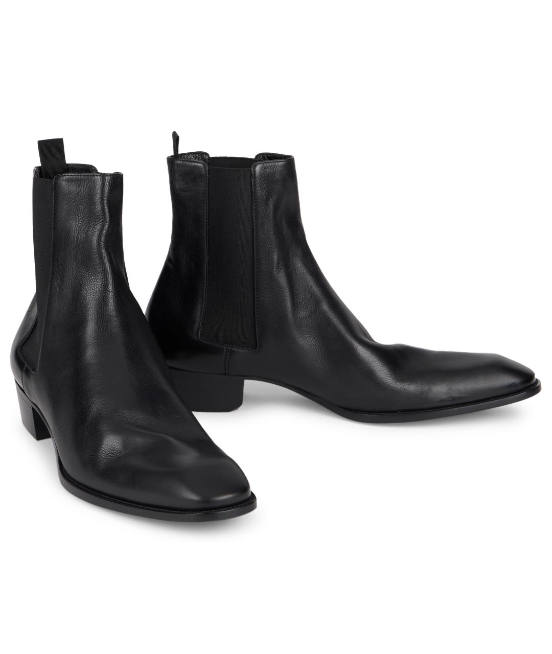 SAINT LAURENT Черные кожаные высокие ботинки, фото 3