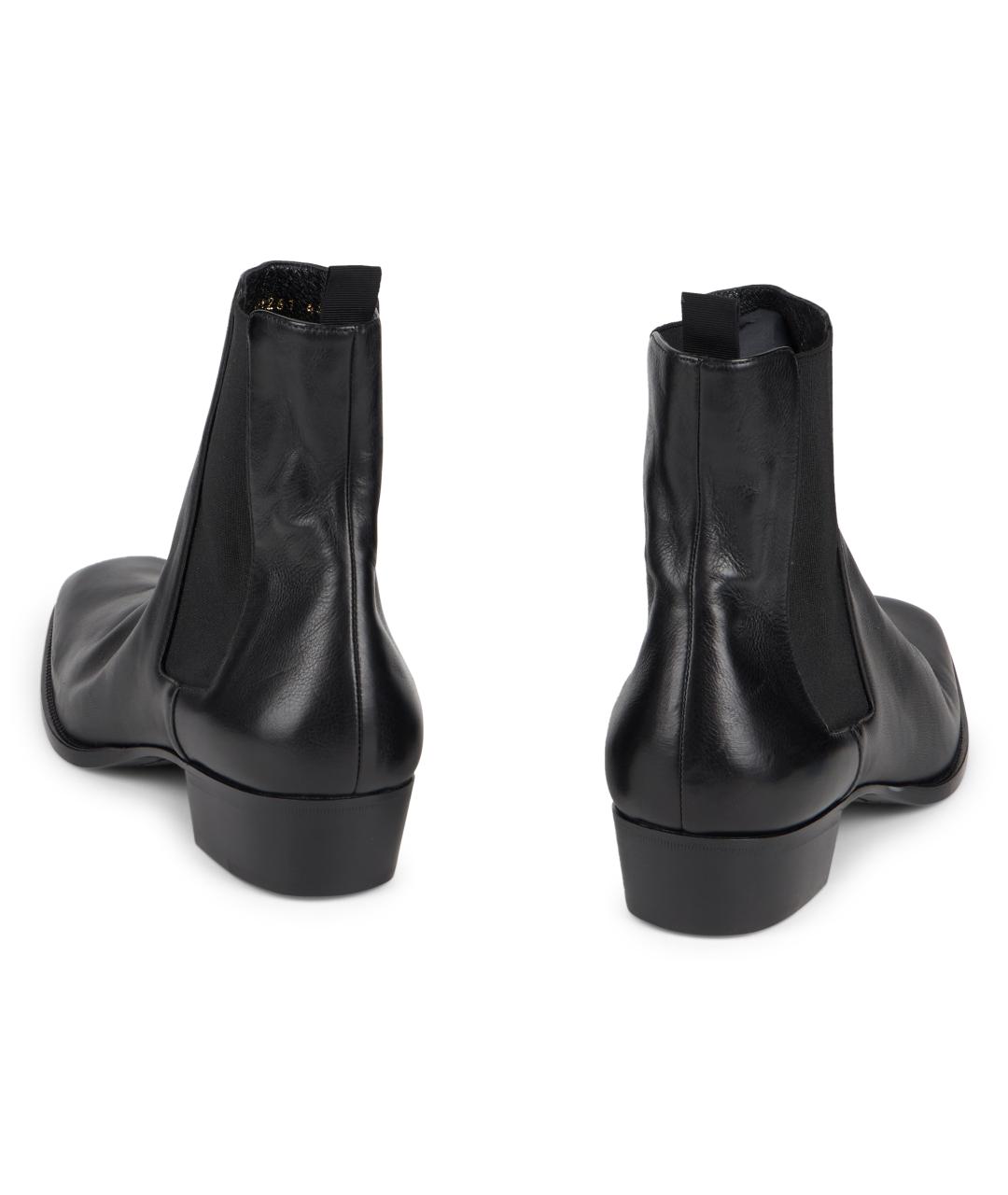 SAINT LAURENT Черные кожаные высокие ботинки, фото 4