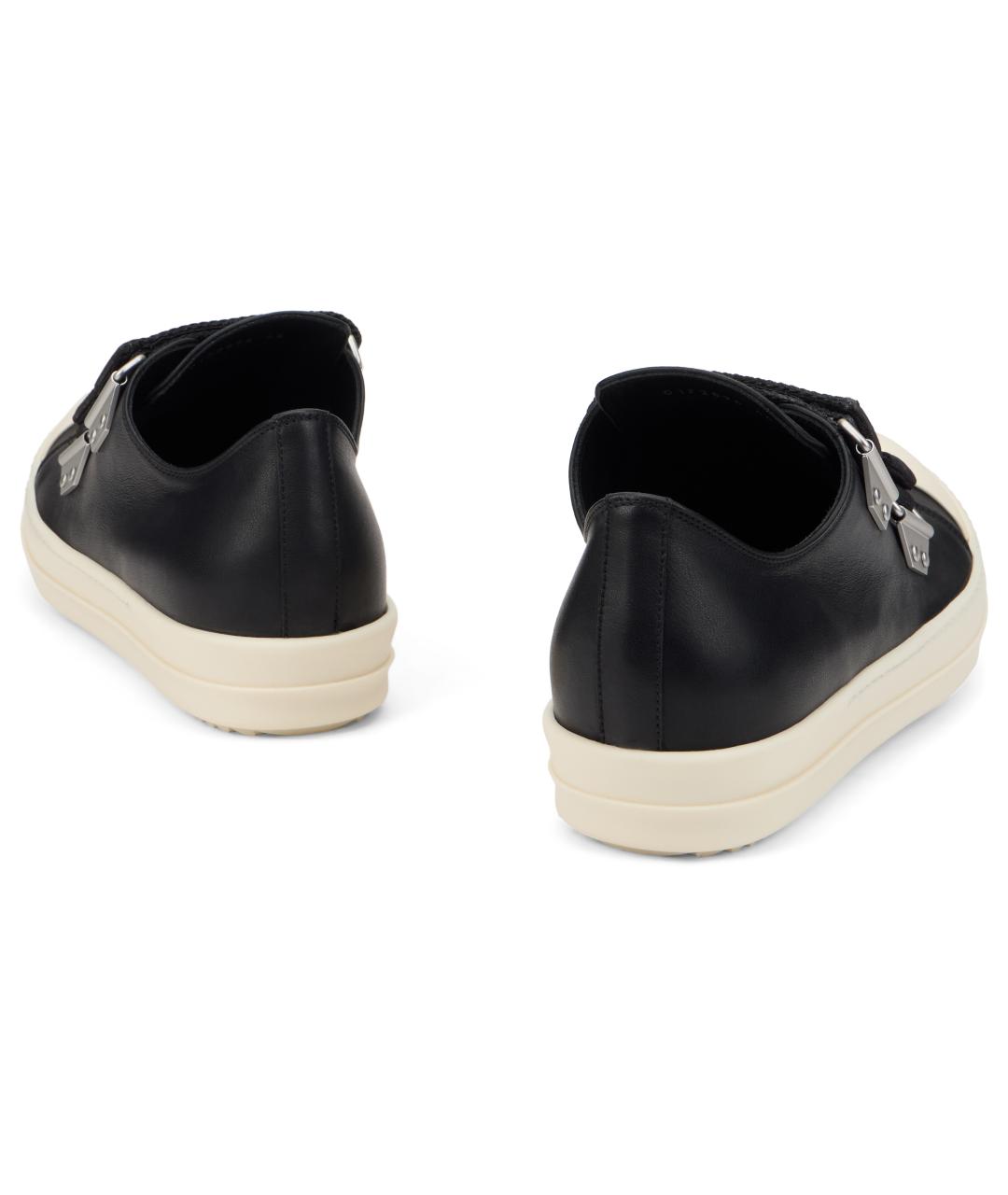 RICK OWENS Черные кожаные низкие кроссовки / кеды, фото 4