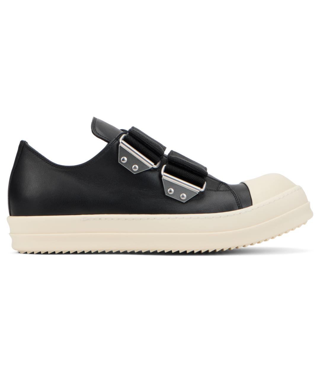 RICK OWENS Черные кожаные низкие кроссовки / кеды, фото 2