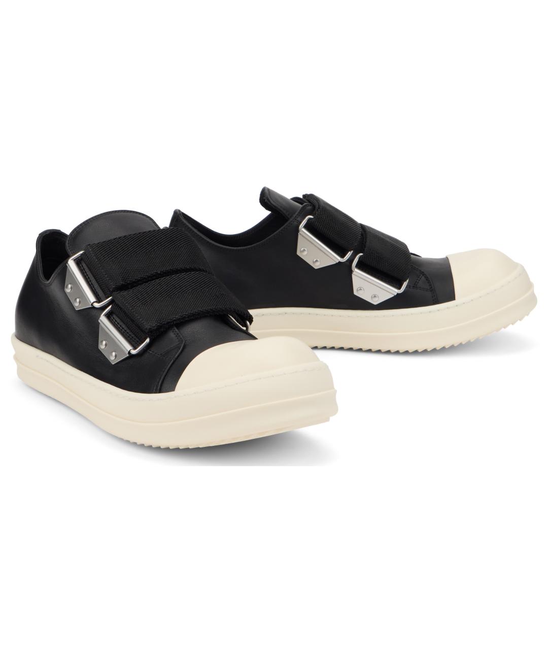 RICK OWENS Черные кожаные низкие кроссовки / кеды, фото 3