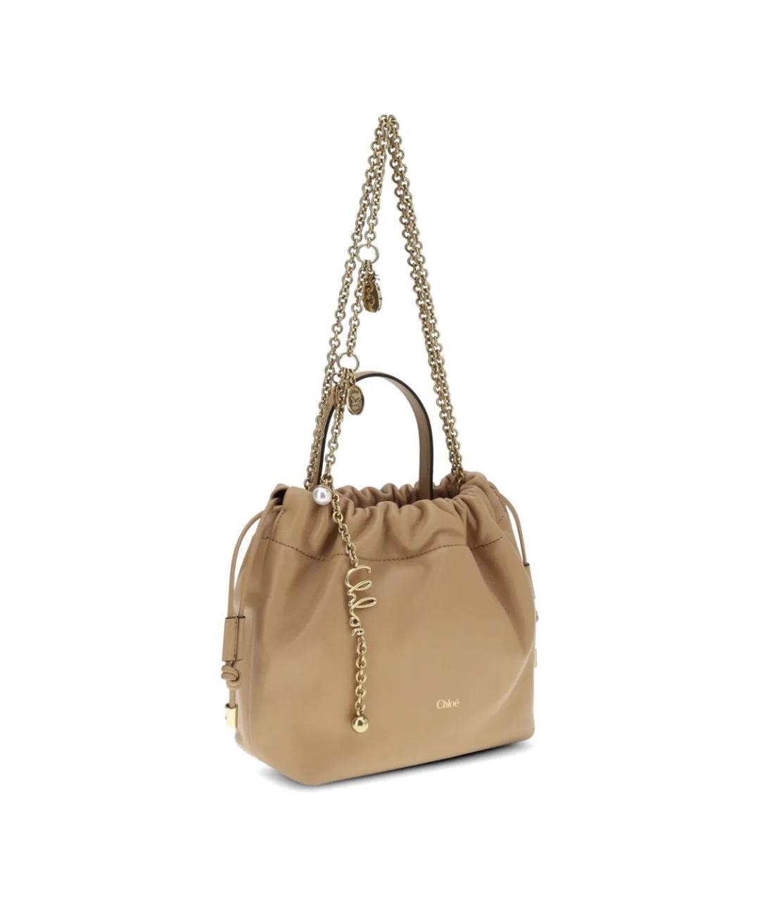 CHLOE Бежевая кожаная сумка через плечо, фото 3