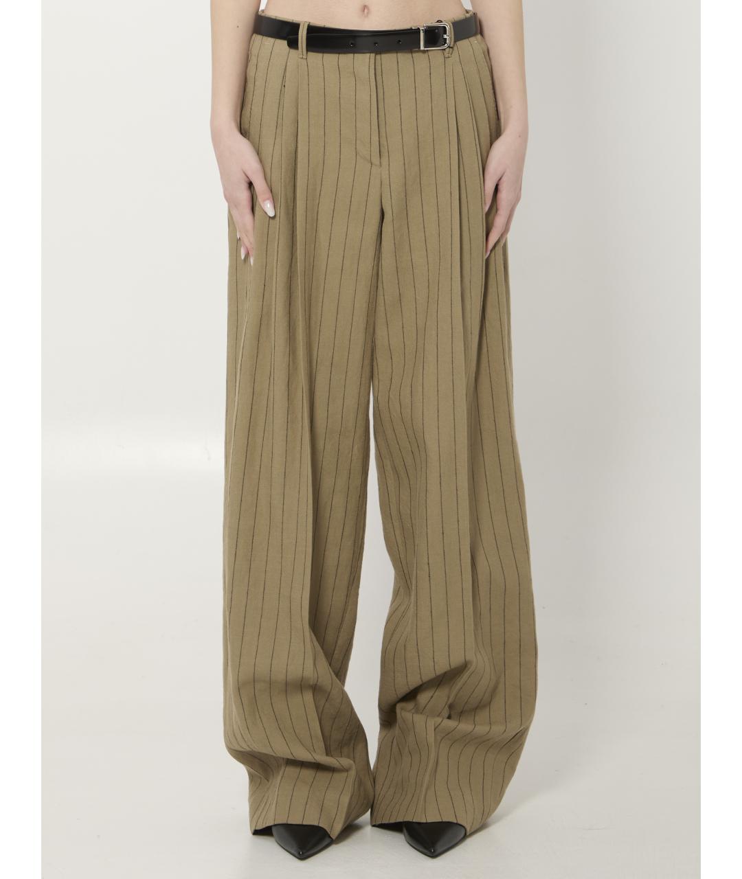 DOLCE&GABBANA Бежевые шерстяные брюки широкие, фото 5