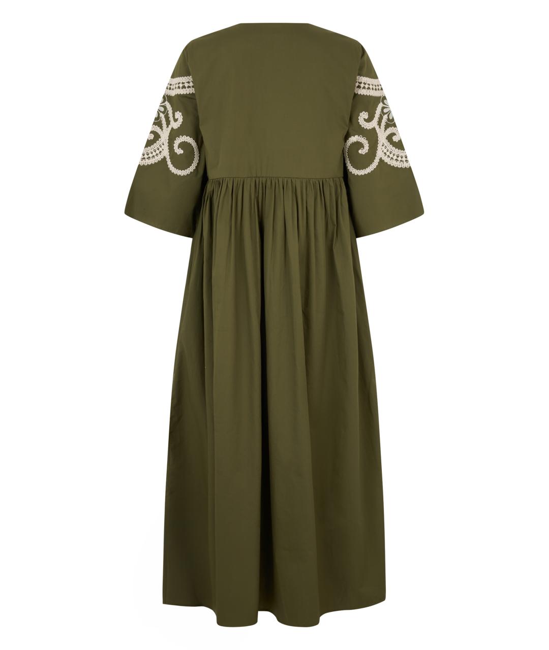 WEEKEND MAX MARA Зеленые хлопковое повседневное платье, фото 2