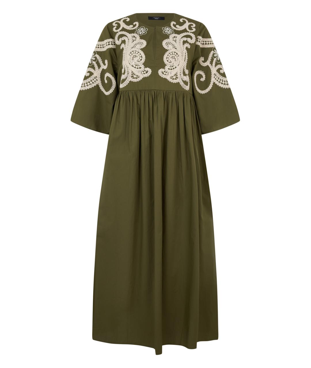 WEEKEND MAX MARA Зеленые хлопковое повседневное платье, фото 1