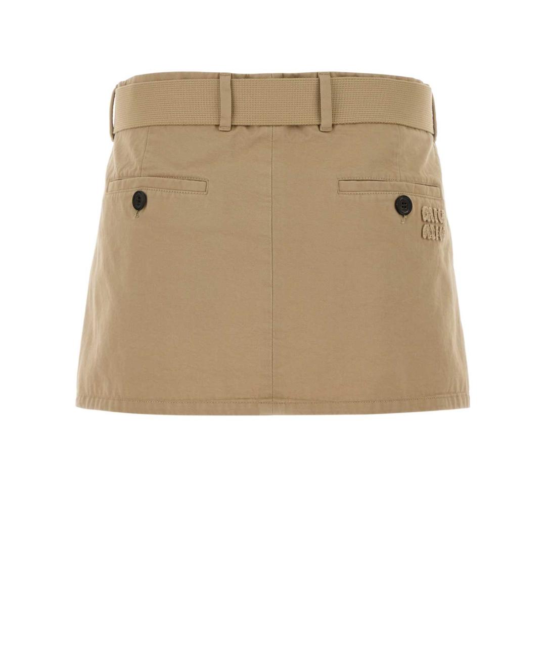 MIU MIU Бежевая хлопковая юбка мини, фото 2