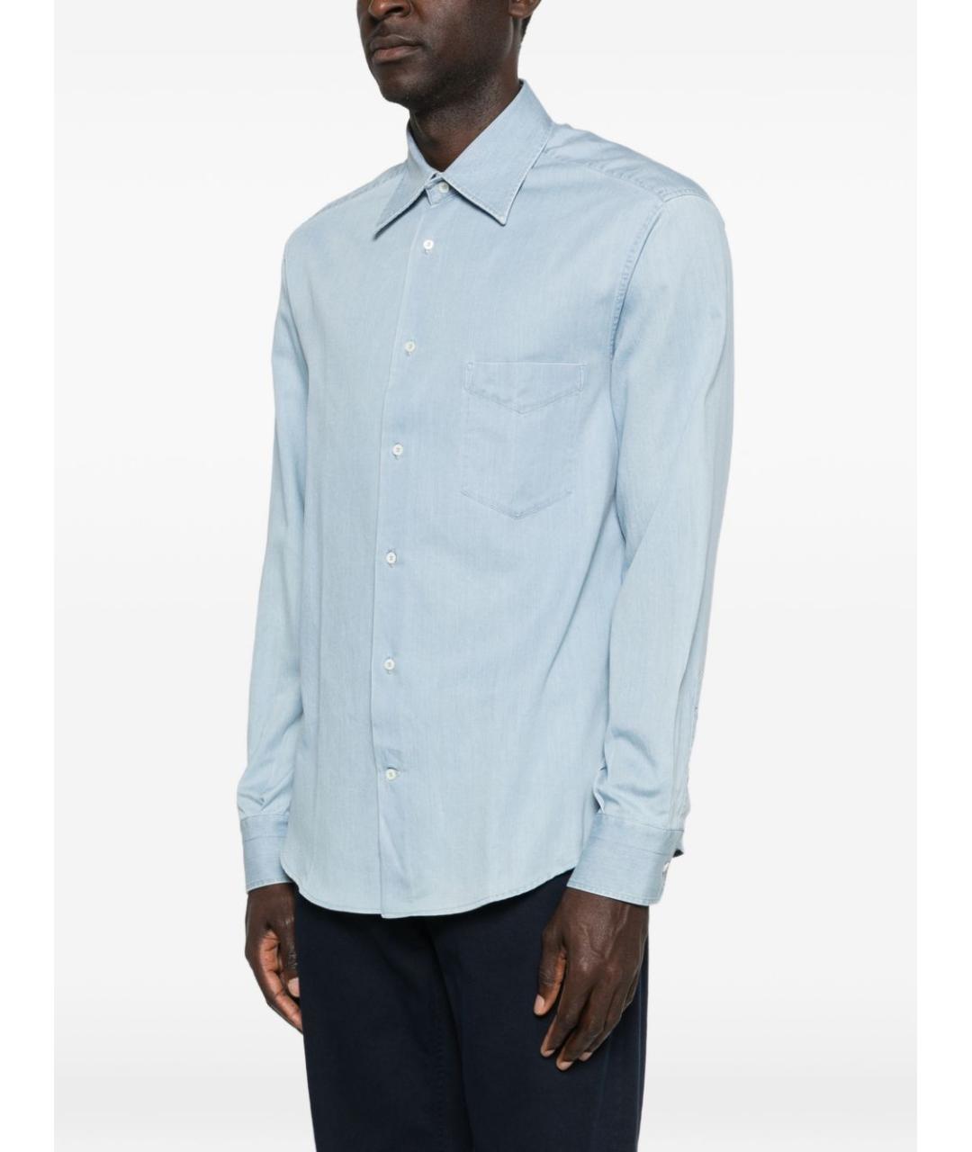 BRUNELLO CUCINELLI Синяя хлопковая кэжуал рубашка, фото 3