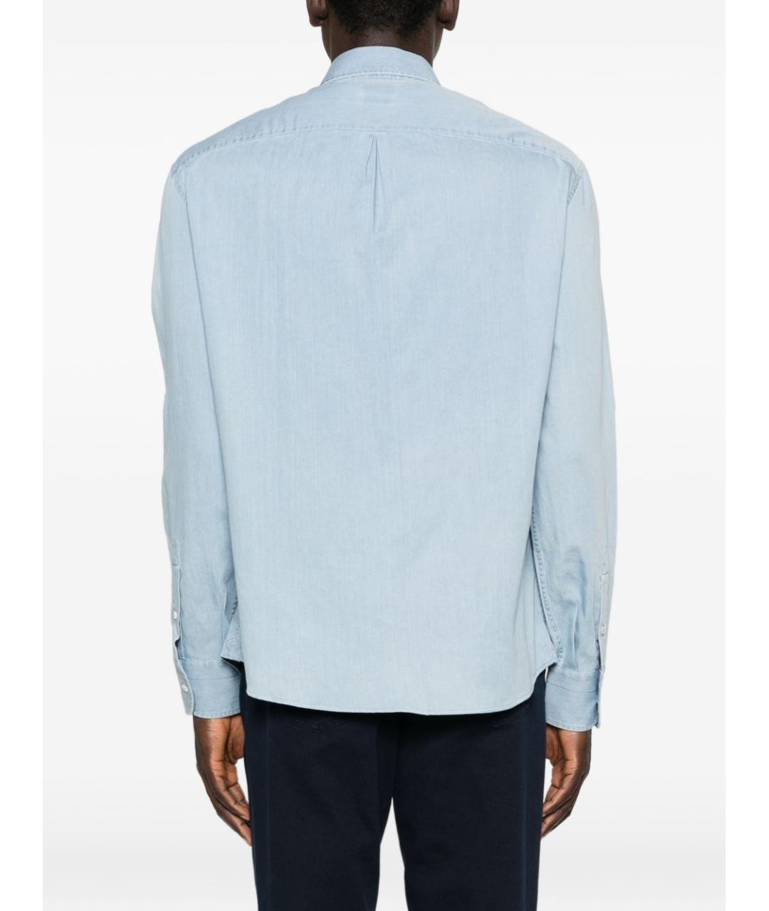BRUNELLO CUCINELLI Синяя хлопковая кэжуал рубашка, фото 5