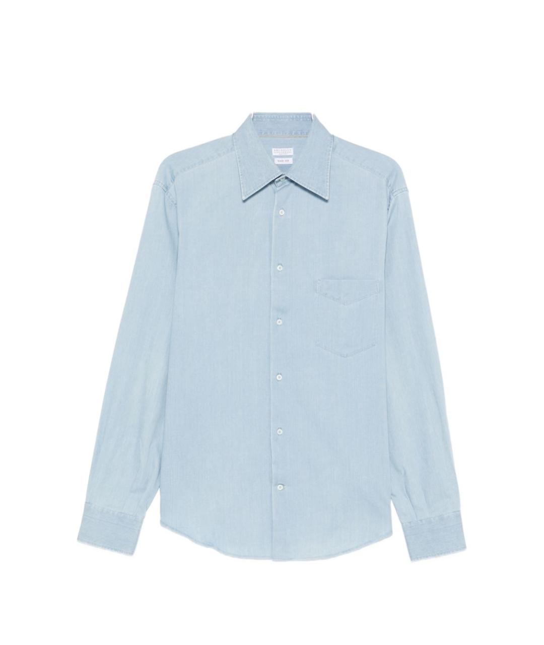 BRUNELLO CUCINELLI Синяя хлопковая кэжуал рубашка, фото 1