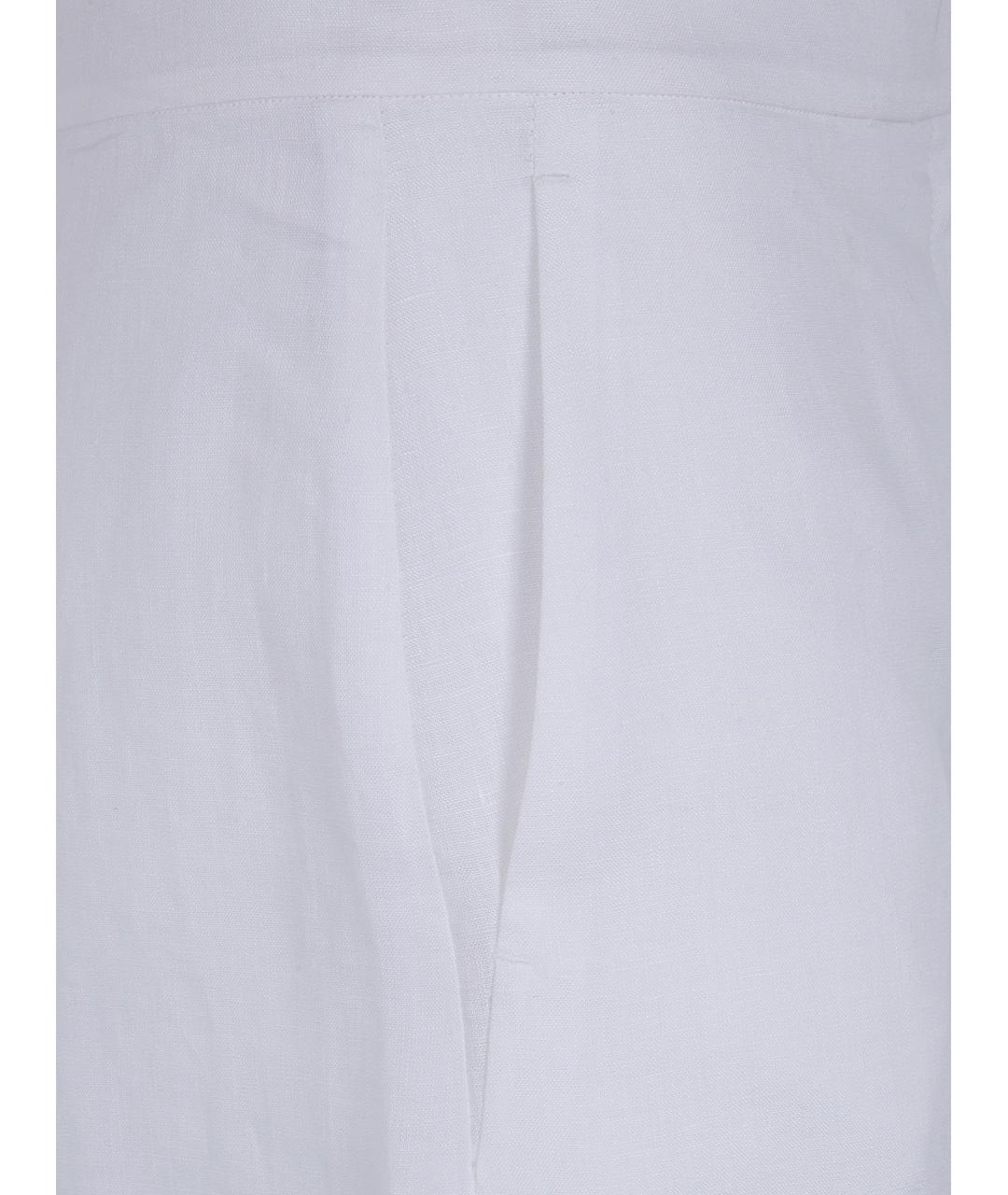 MAX MARA STUDIO Белые льняные прямые брюки, фото 3