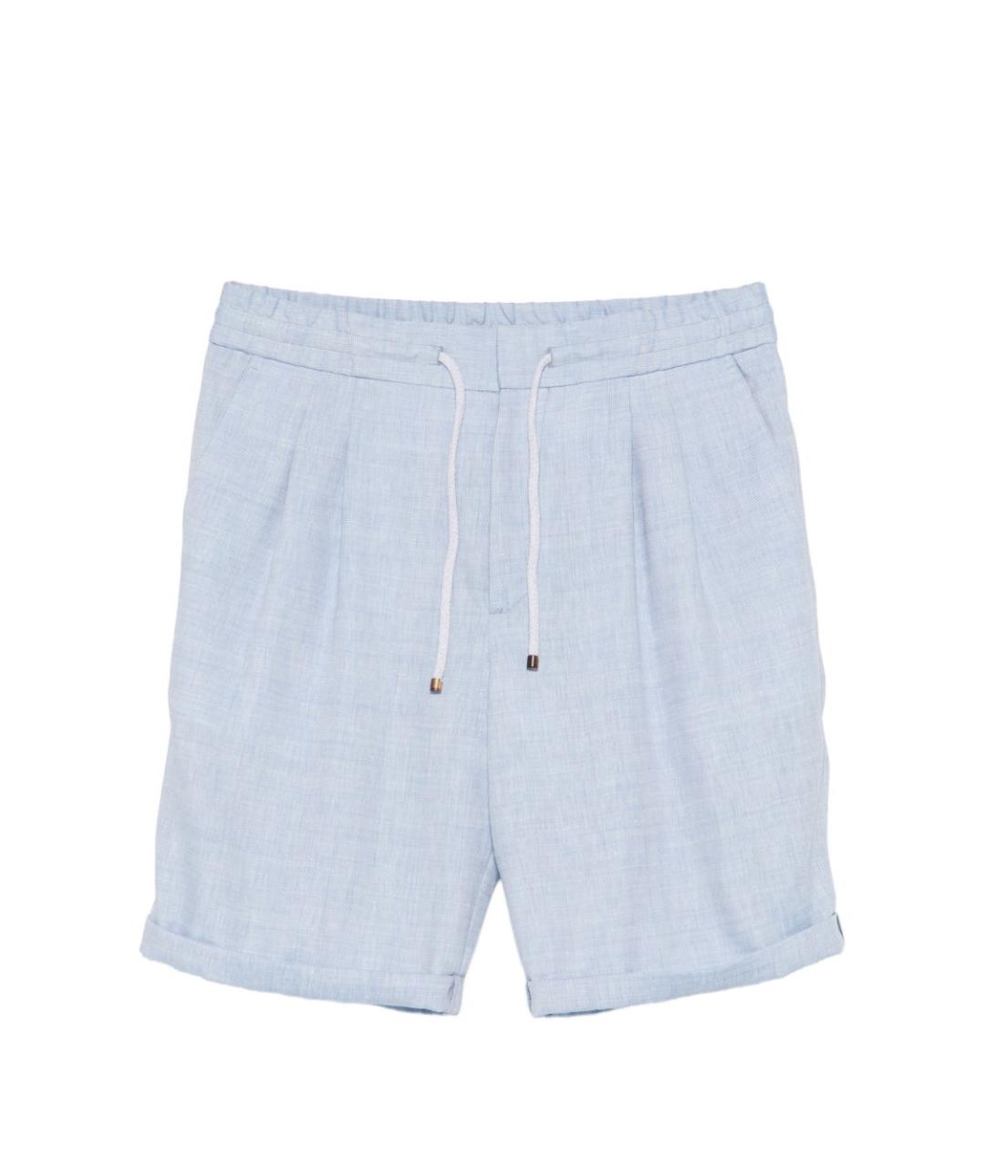 BRUNELLO CUCINELLI Голубые льняные шорты, фото 1