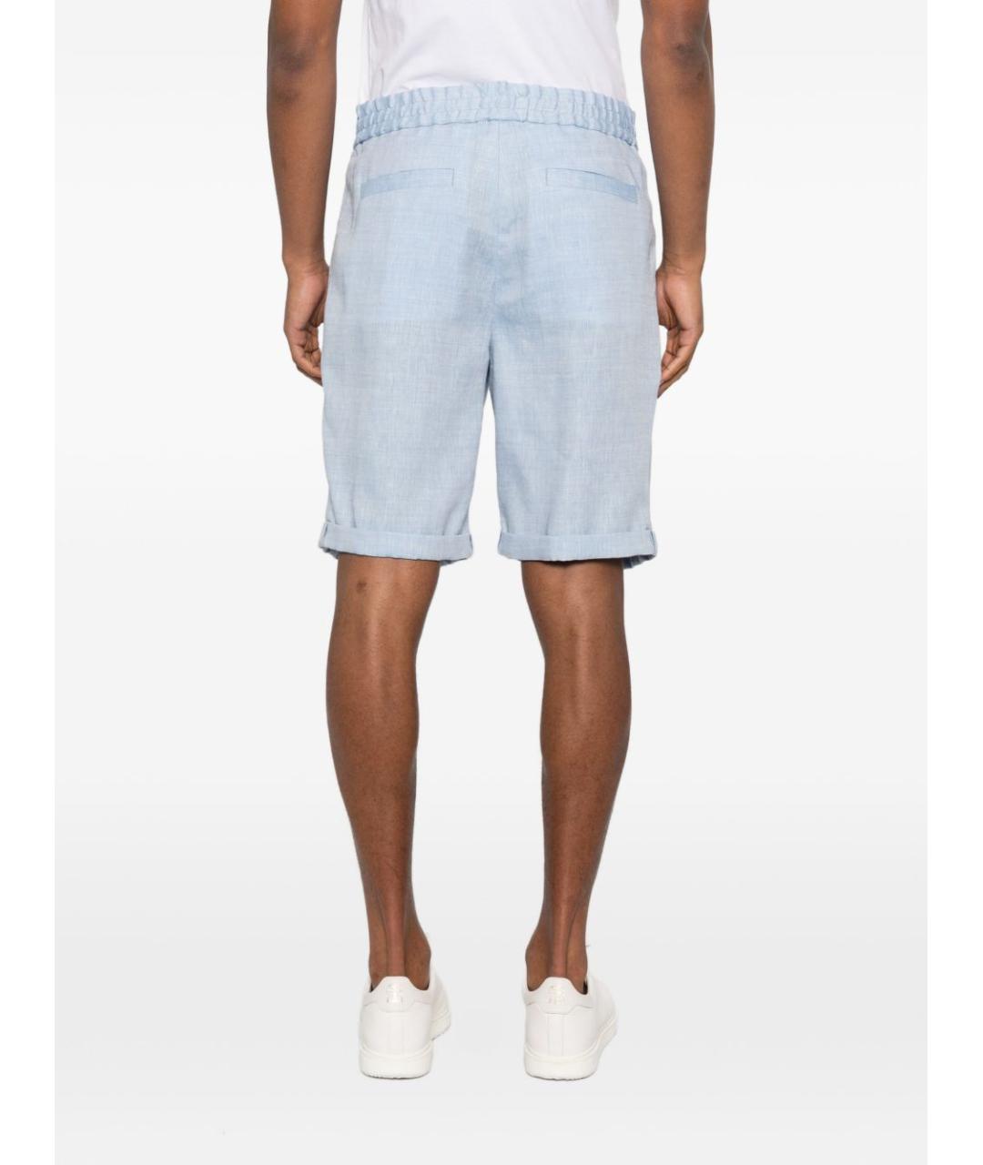 BRUNELLO CUCINELLI Голубые льняные шорты, фото 3