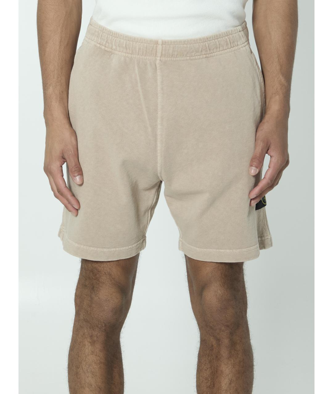 STONE ISLAND Бежевые хлопковые шорты, фото 5