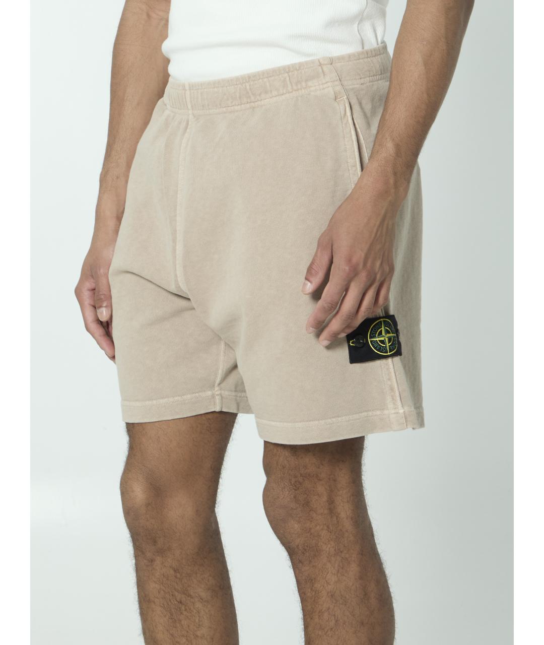 STONE ISLAND Бежевые хлопковые шорты, фото 2