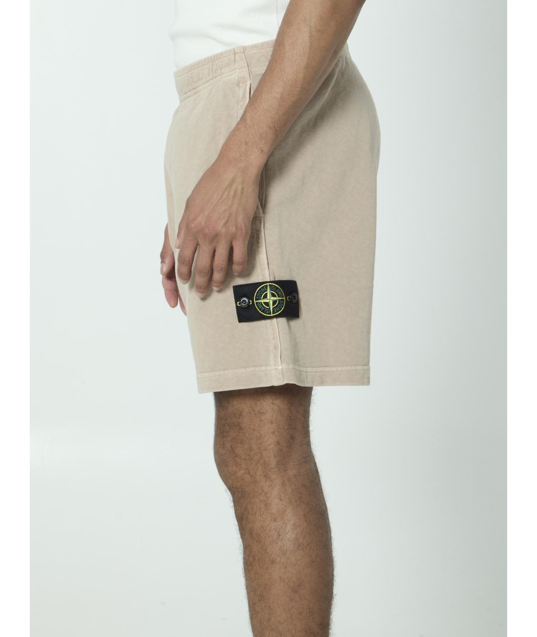 STONE ISLAND Бежевые хлопковые шорты, фото 3