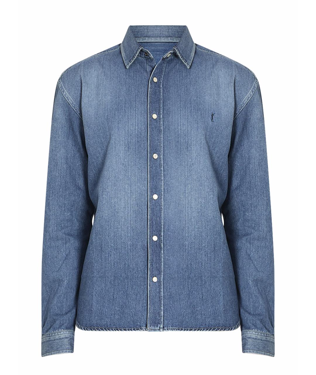 SAINT LAURENT Синяя хлопковая кэжуал рубашка, фото 1